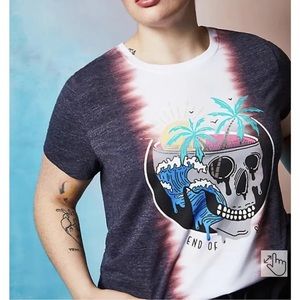 TORRID Love Sick Tie Dye Skull Island End of Summer Crew Neck Tee T-Shirt 0 L
